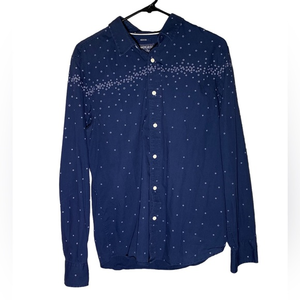 AMERICAN RAG‎ NAVY BLUE WHITE BUBBLE LONG SLEEVE MEN'S BUTTONFRONT SHIRT MED